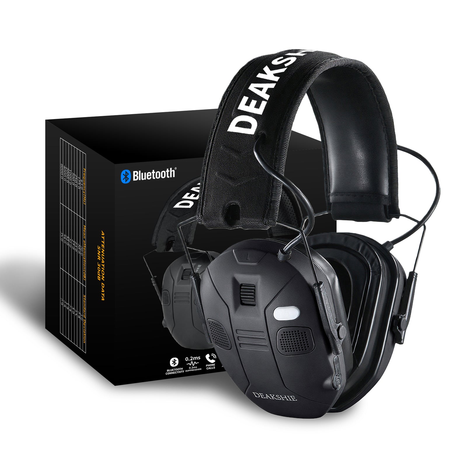 DEAKSHIE Electronic Shooting Ear Protection with Bluetooth, 6X Sound Amplification, 4-Mic Directional Hearing Enhancement, 30dB SNR Noise Reduction, Gel Ear Pads for Range Comfort – Shooting & Hunting