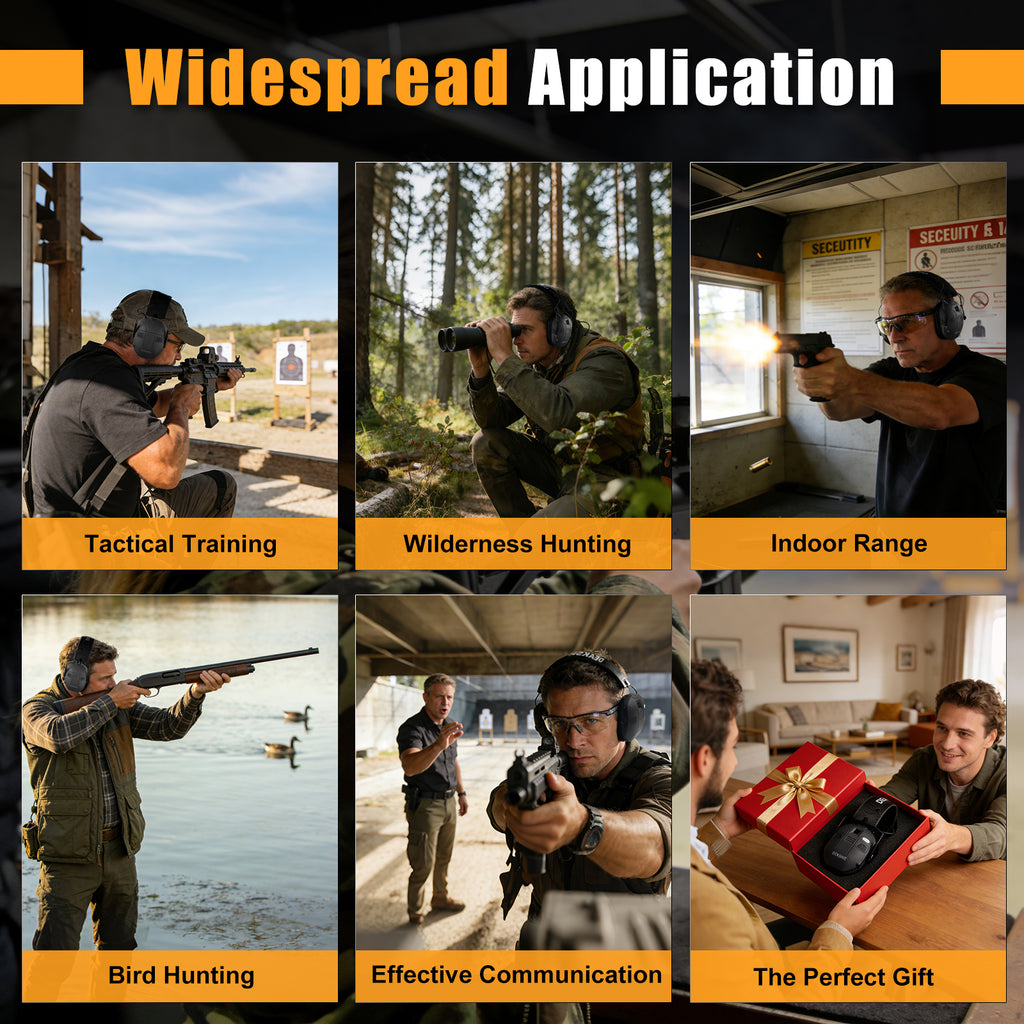 DEAKSHIE Electronic Shooting Ear Protection with Bluetooth, 6X Sound Amplification, 4-Mic Directional Hearing Enhancement, 30dB SNR Noise Reduction, Gel Ear Pads for Range Comfort – Shooting & Hunting